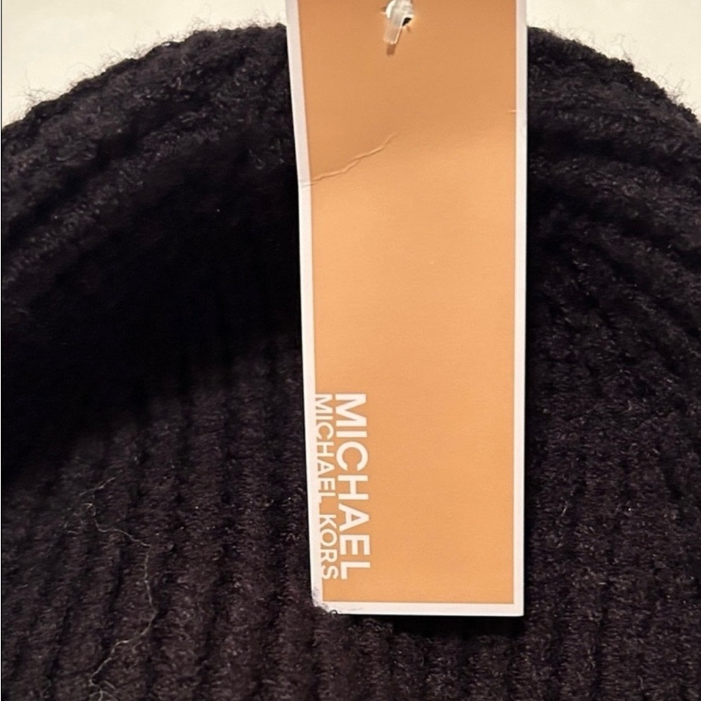 Michael Kors Black Waffle Knit Hat - Picture 3 of 3
